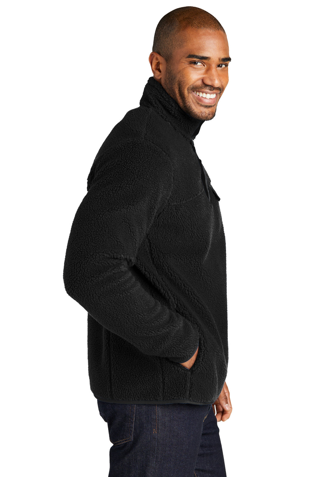 Port Authority Camp Fleece Snap Pullover F140 - Deep Black - side