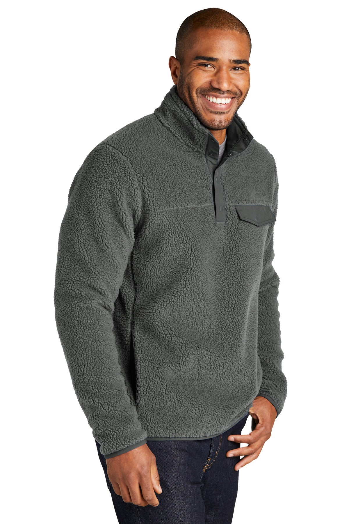 Port Authority Camp Fleece Snap Pullover F140 - Grey Steel - three_q