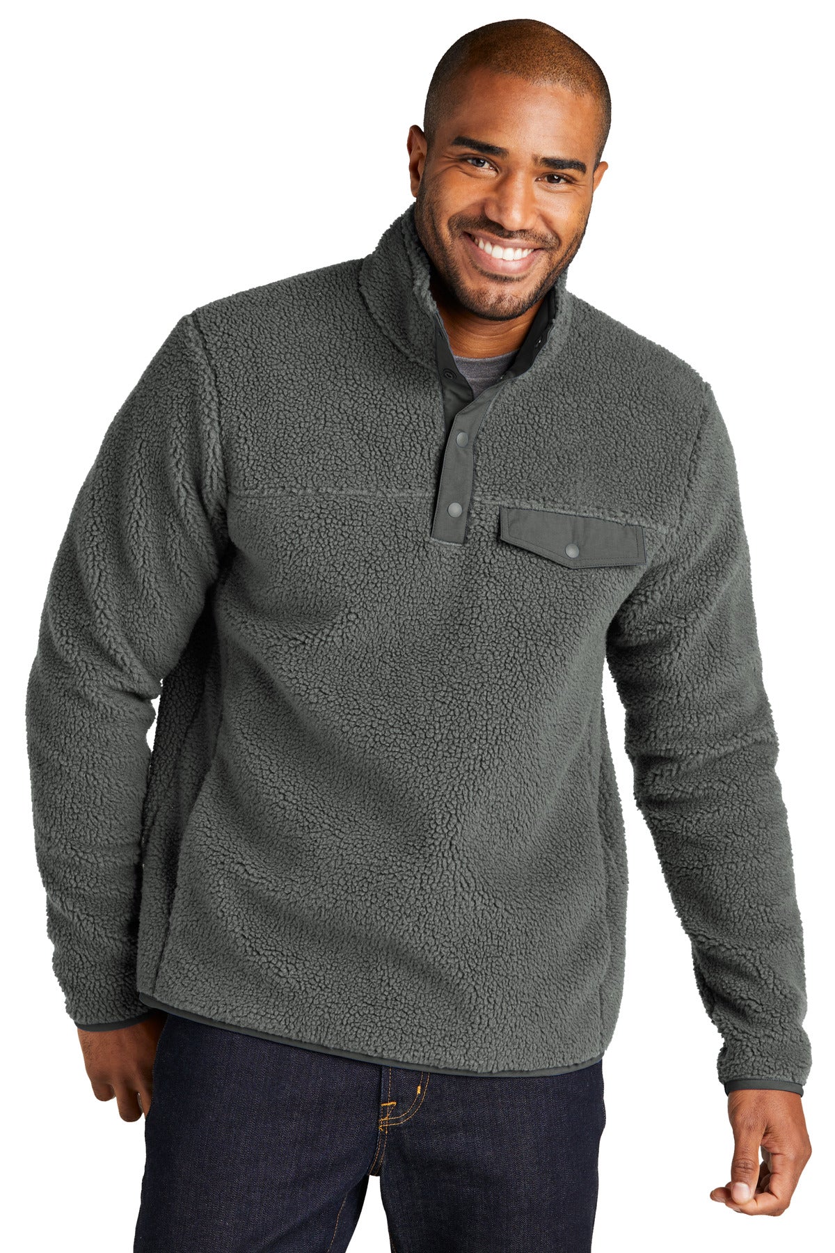 Port Authority Camp Fleece Snap Pullover F140 - Grey Steel - front