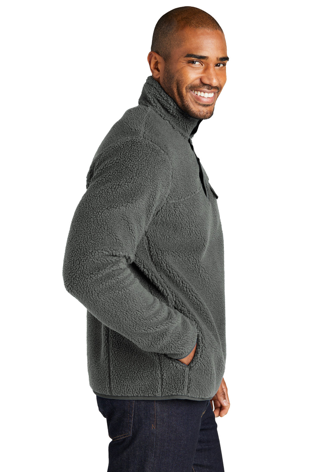 Port Authority Camp Fleece Snap Pullover F140 - Grey Steel - side