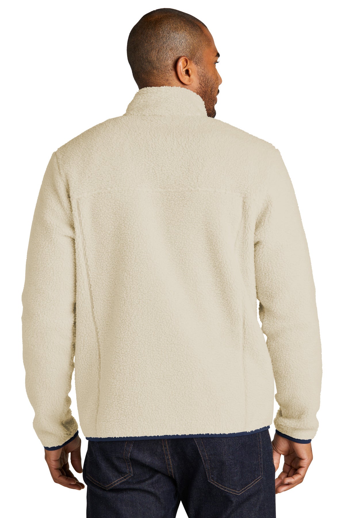 Port Authority Camp Fleece Snap Pullover F140 - Oat/ Dress Blue Navy - back