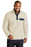 Port Authority Camp Fleece Snap Pullover F140 - Oat/ Dress Blue Navy - front
