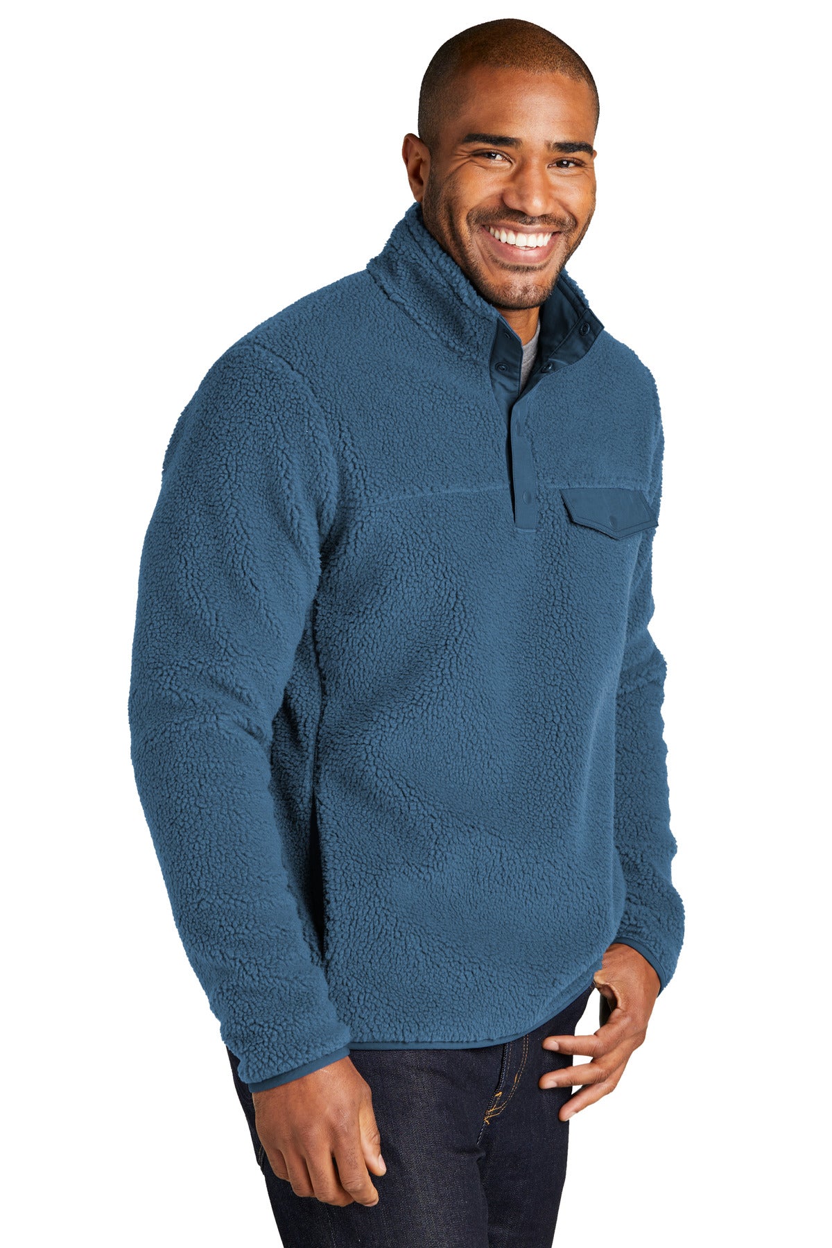 Port Authority Camp Fleece Snap Pullover F140 - Regatta Blue - three_q