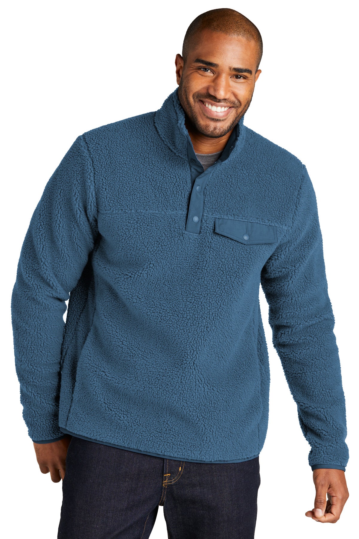 Port Authority Camp Fleece Snap Pullover F140 - Regatta Blue - front