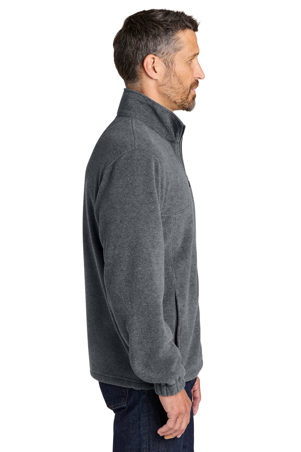 Port Authority Plush Fleece Full-Zip Jacket F190 - Storm Grey Heather - side