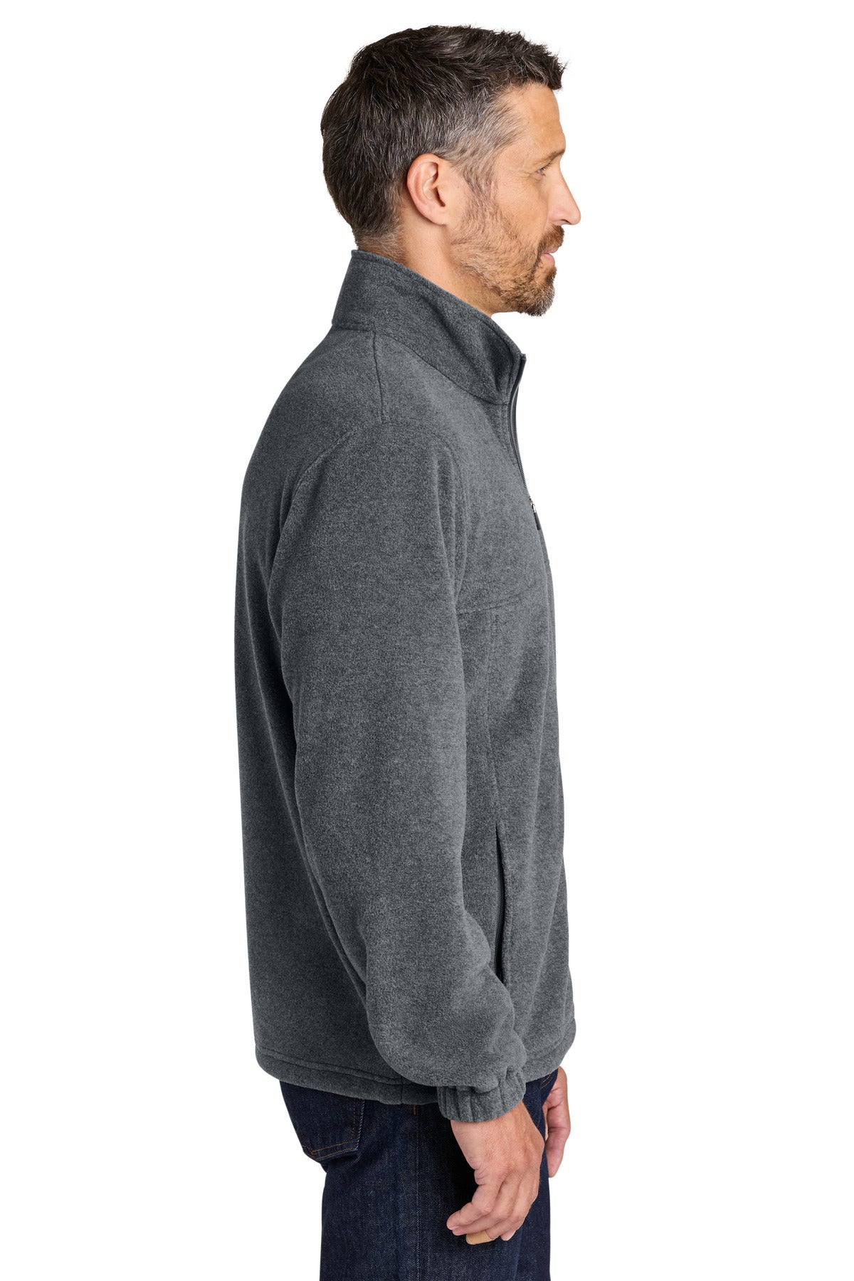 Port Authority Plush Fleece Full-Zip Jacket F190 - Storm Grey Heather - side