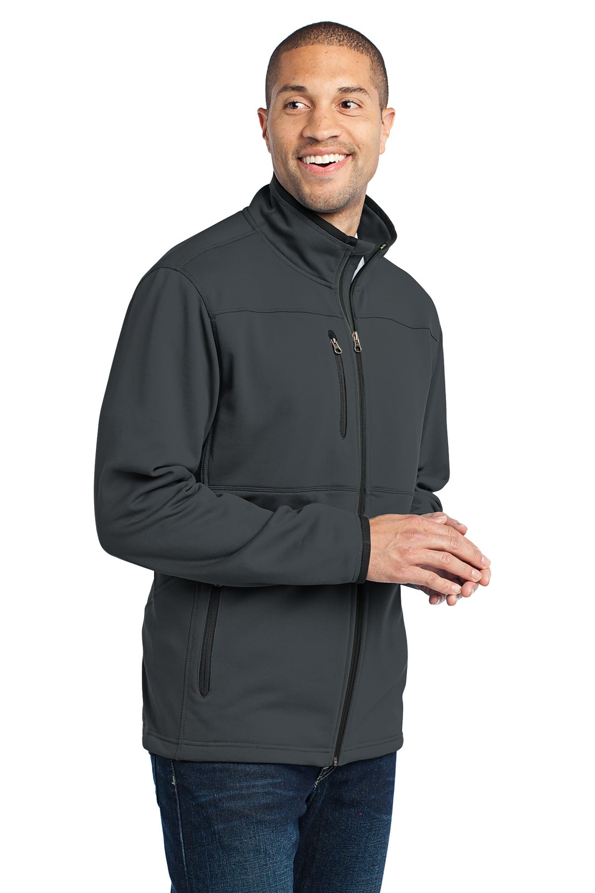 Port Authority Pique Fleece Jacket. F222 - Graphite - three_q