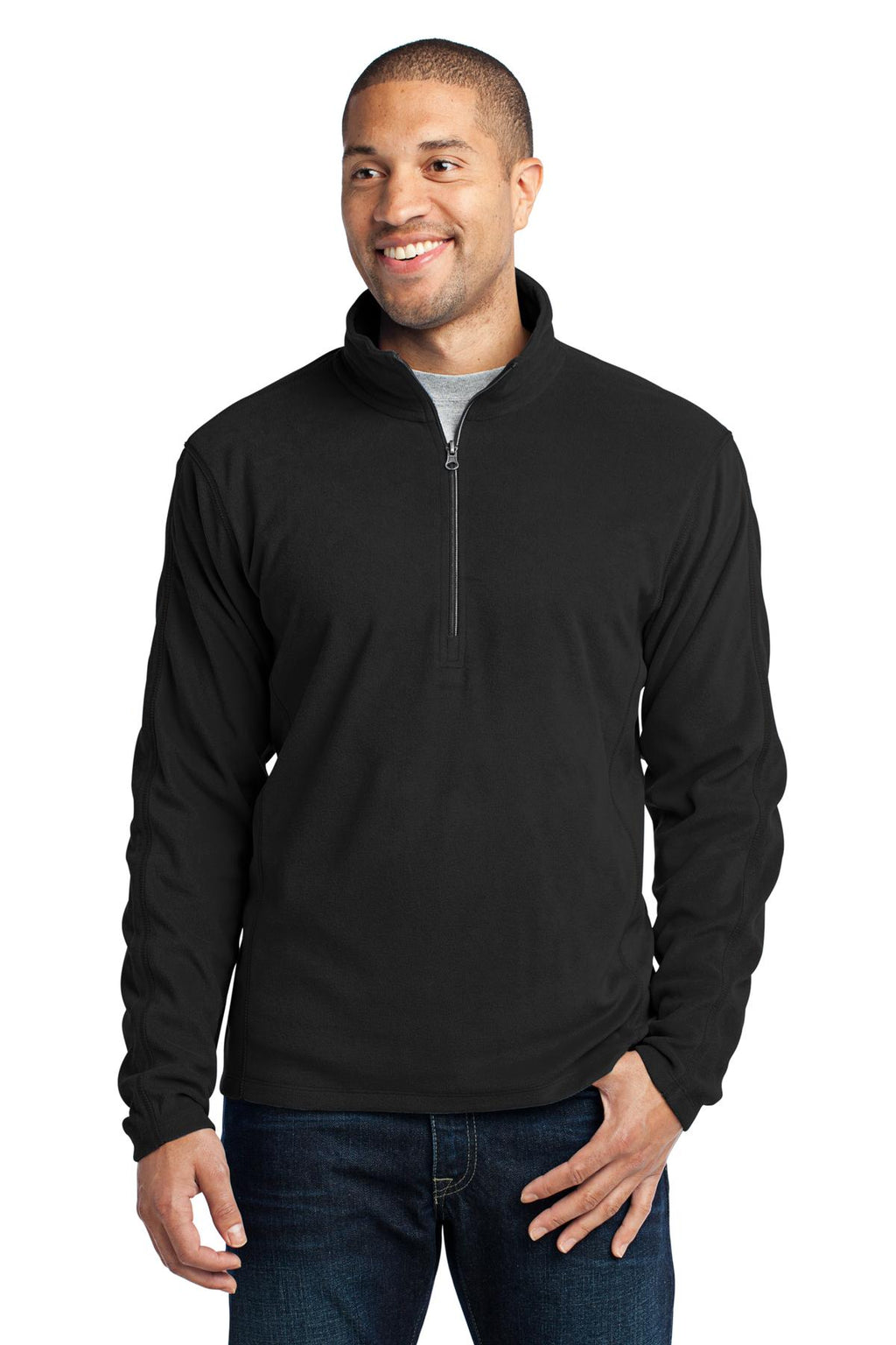 Port Authority Microfleece 1/2-Zip Pullover. F224 - Black - front