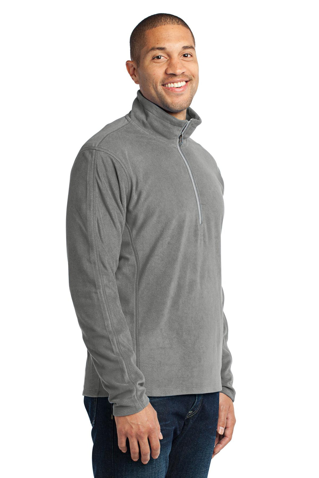 Port Authority Microfleece 1/2-Zip Pullover. F224 - Pearl Grey - three_q