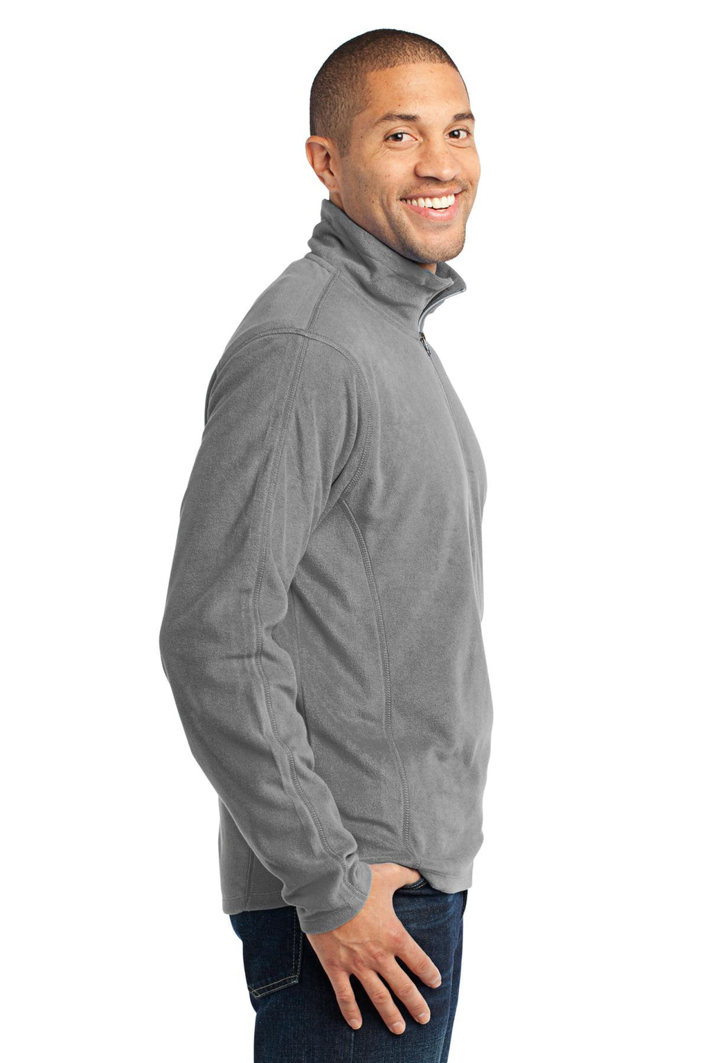 Port Authority Microfleece 1/2-Zip Pullover. F224 - Pearl Grey - side