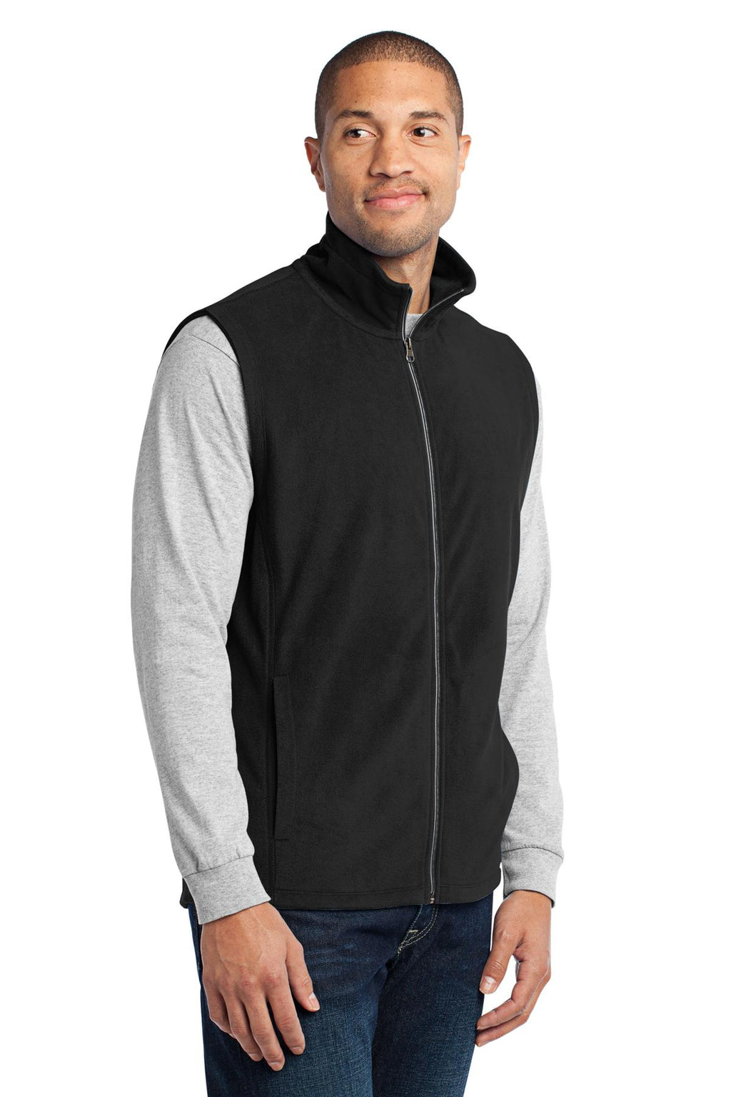 Port Authority Microfleece Vest. F226 - Black - three_q