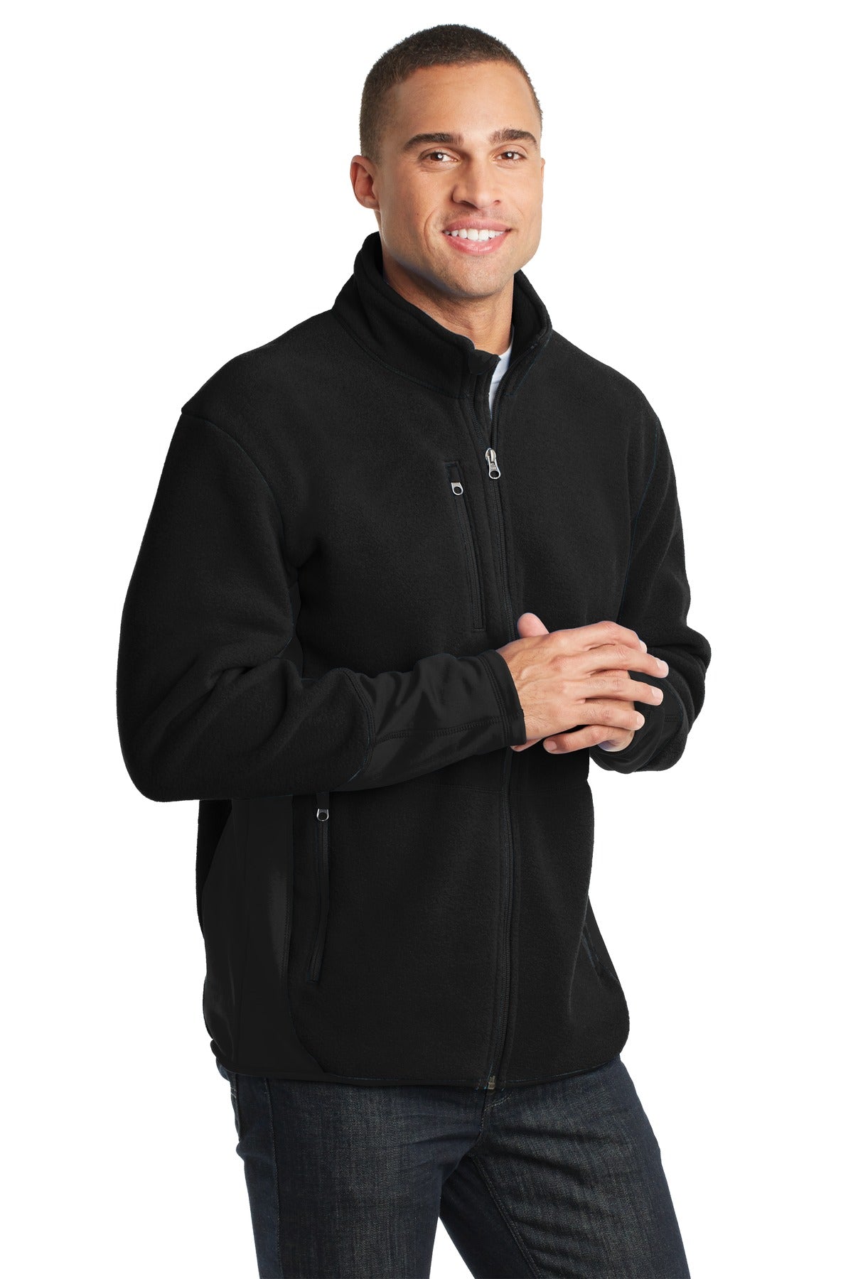 Port Authority R-Tek Pro Fleece Full-Zip Jacket. F227 - Black/ Black - three_q