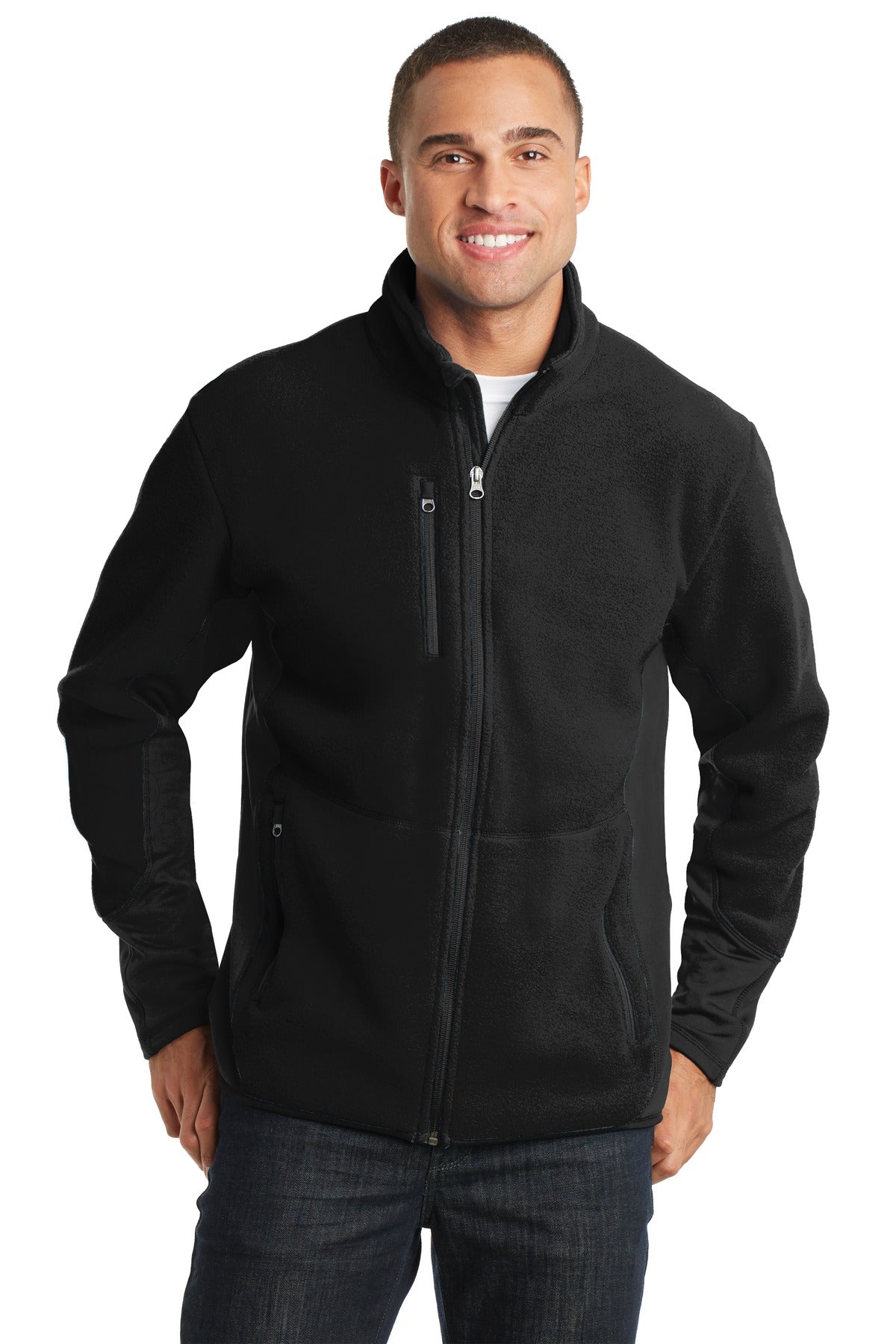 Port Authority R-Tek Pro Fleece Full-Zip Jacket. F227 - Black/ Black - front