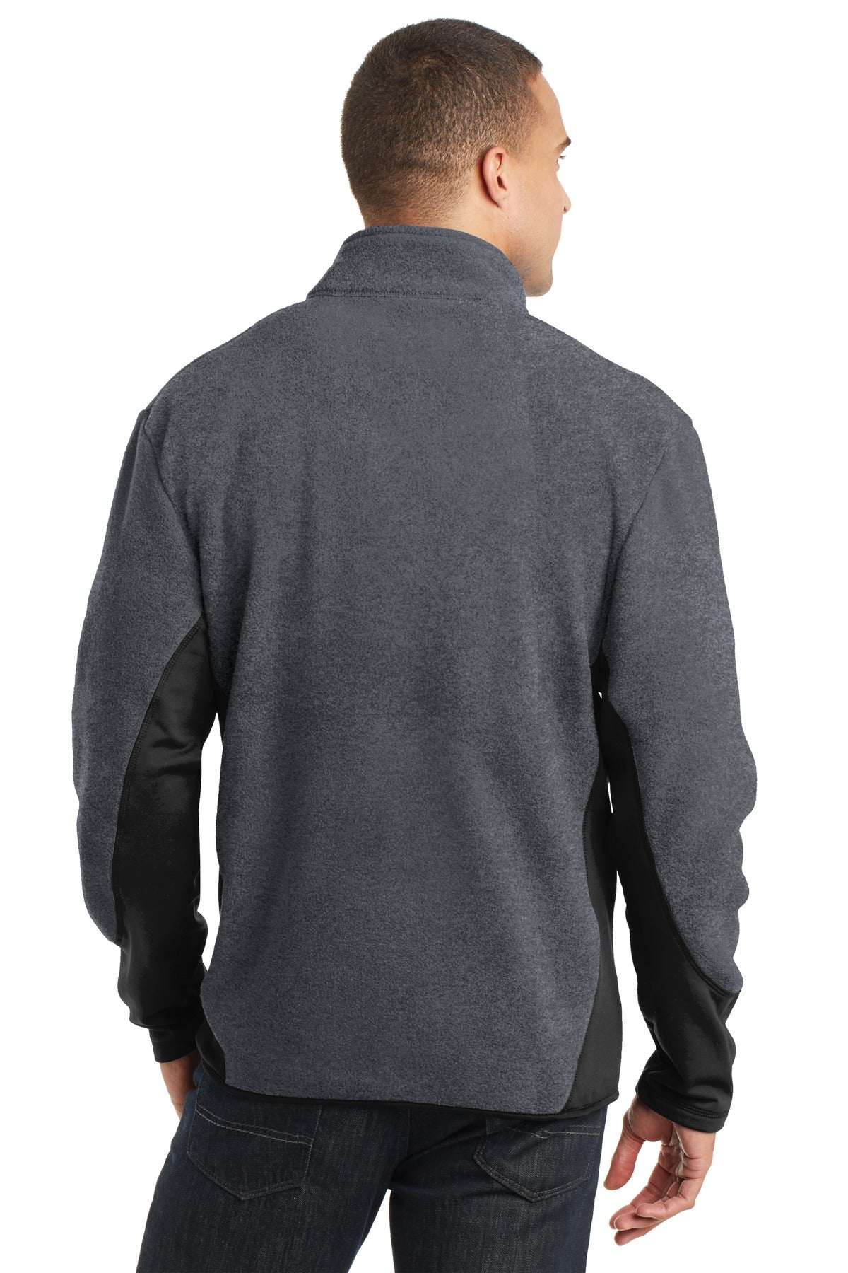 Port Authority R-Tek Pro Fleece Full-Zip Jacket. F227 - Charcoal Heather/ Black - back