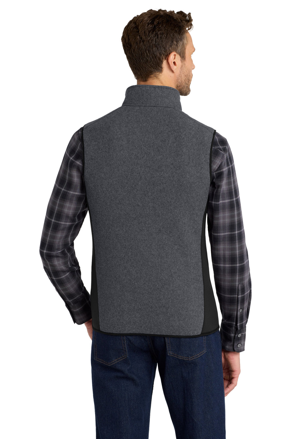 Port Authority R-Tek Pro Fleece Full-Zip Vest. F228 - Charcoal Heather/ Black - back