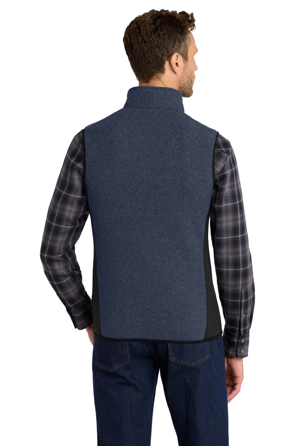 Port Authority R-Tek Pro Fleece Full-Zip Vest. F228 - Navy Heather/ Black - back