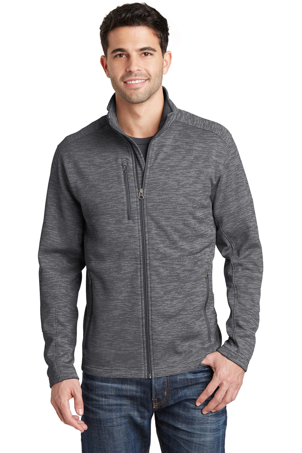 Port Authority Digi Stripe Fleece Jacket. F231 - Black - front
