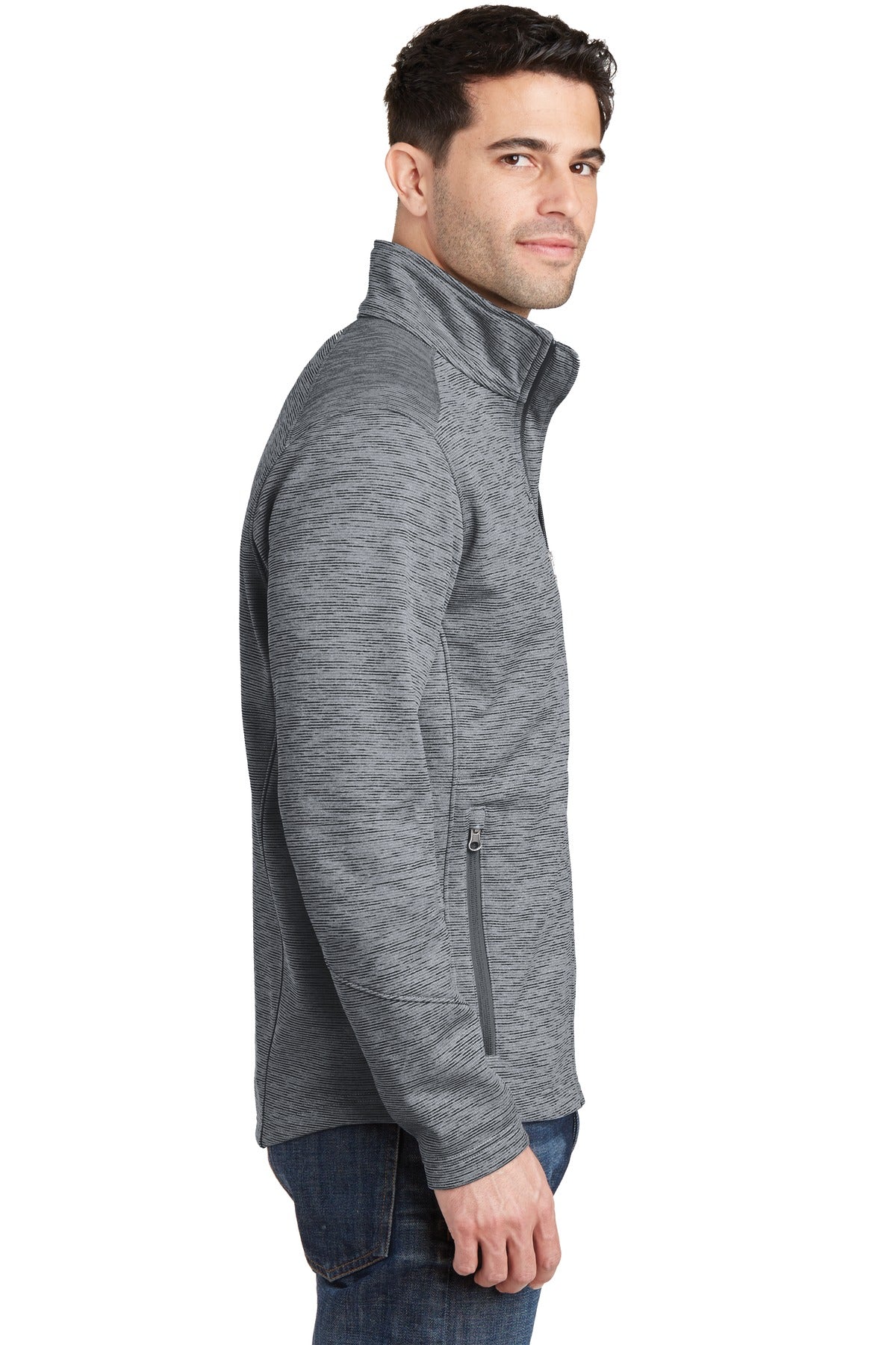 Port Authority Digi Stripe Fleece Jacket. F231 - Grey - side