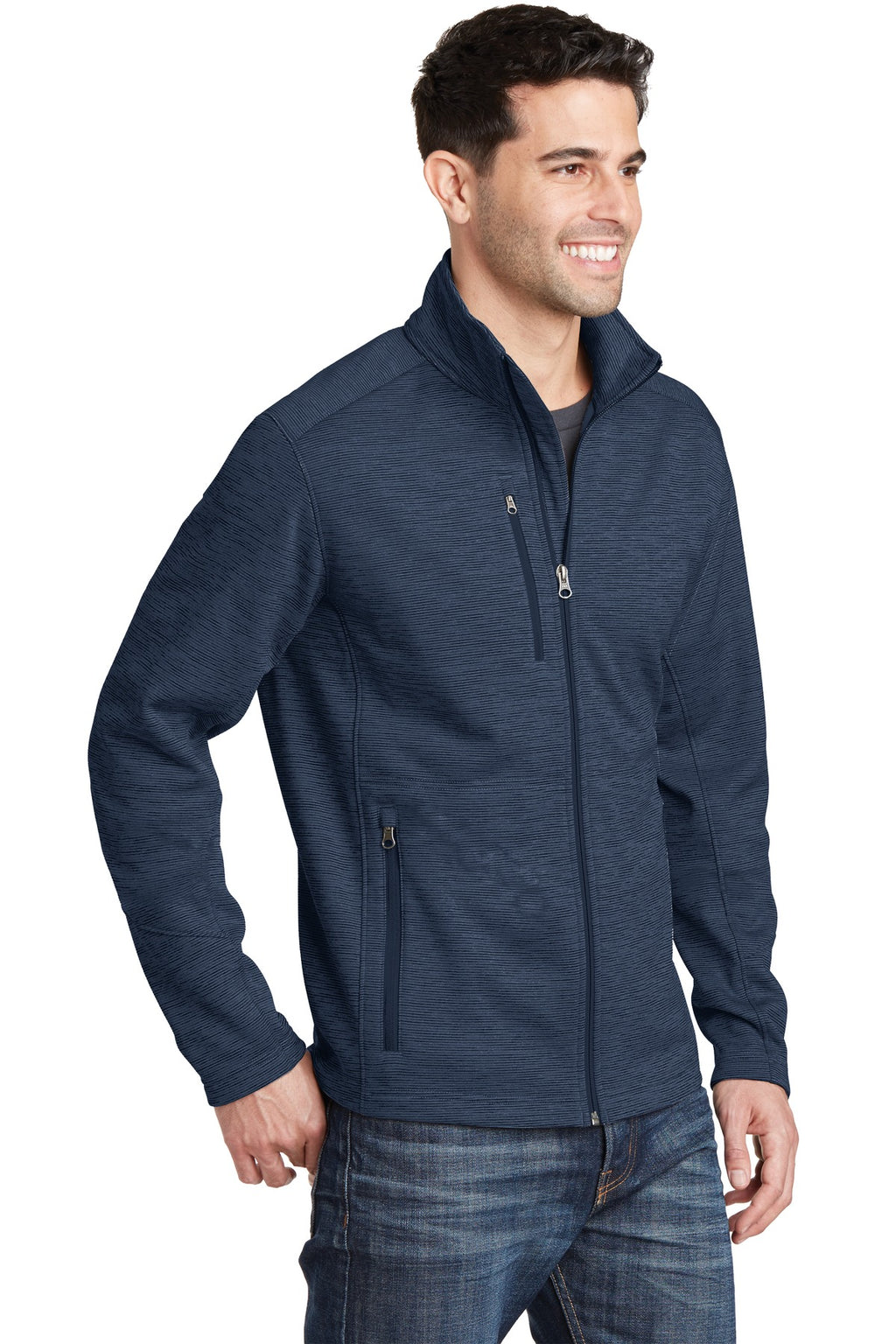 Port Authority Digi Stripe Fleece Jacket. F231 - Navy - three_q