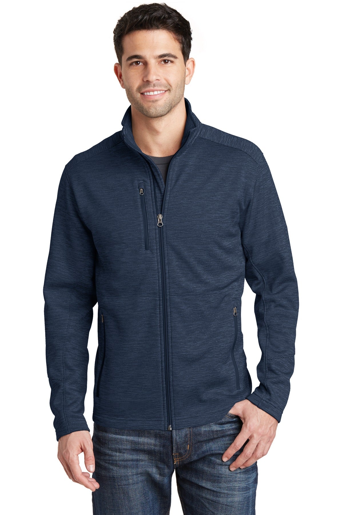 Port Authority Digi Stripe Fleece Jacket. F231 - Navy - front