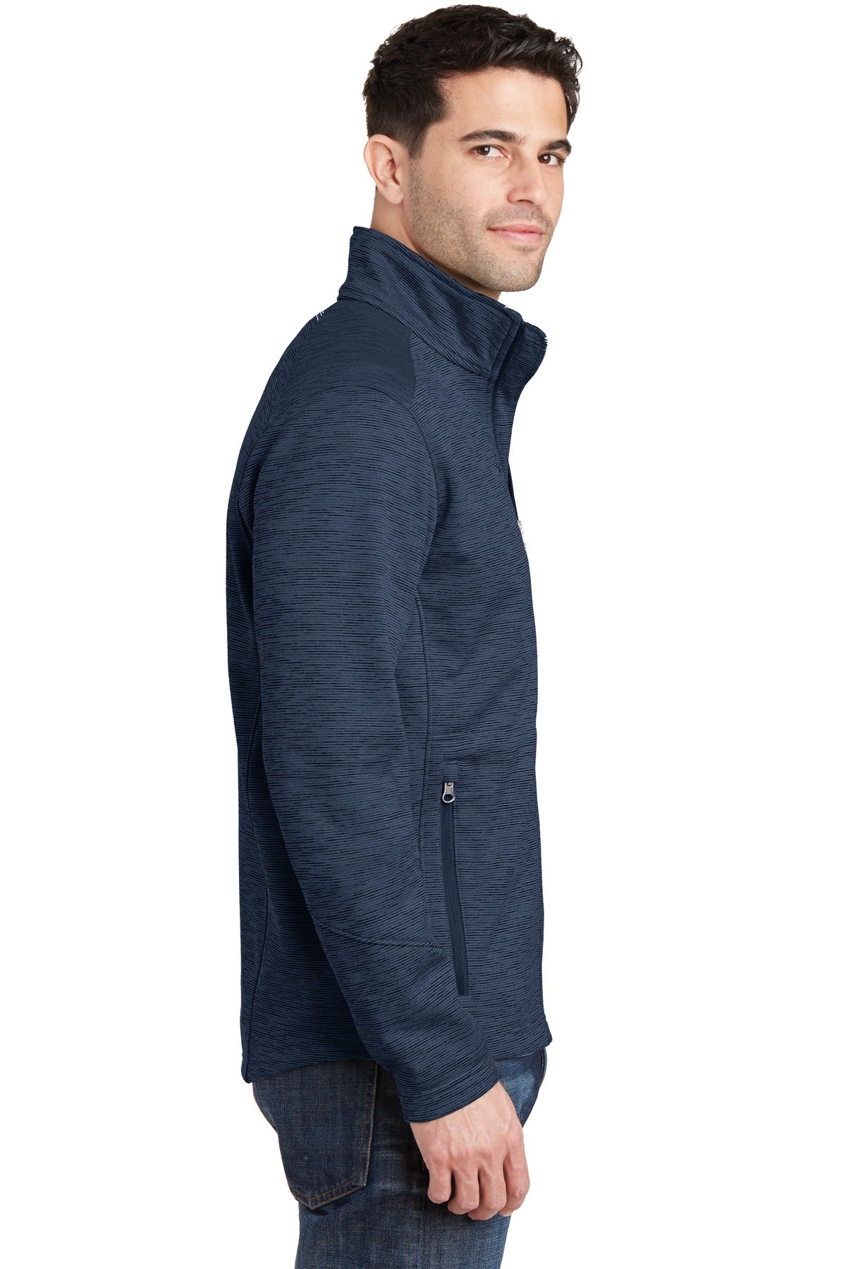 Port Authority Digi Stripe Fleece Jacket. F231 - Navy - side