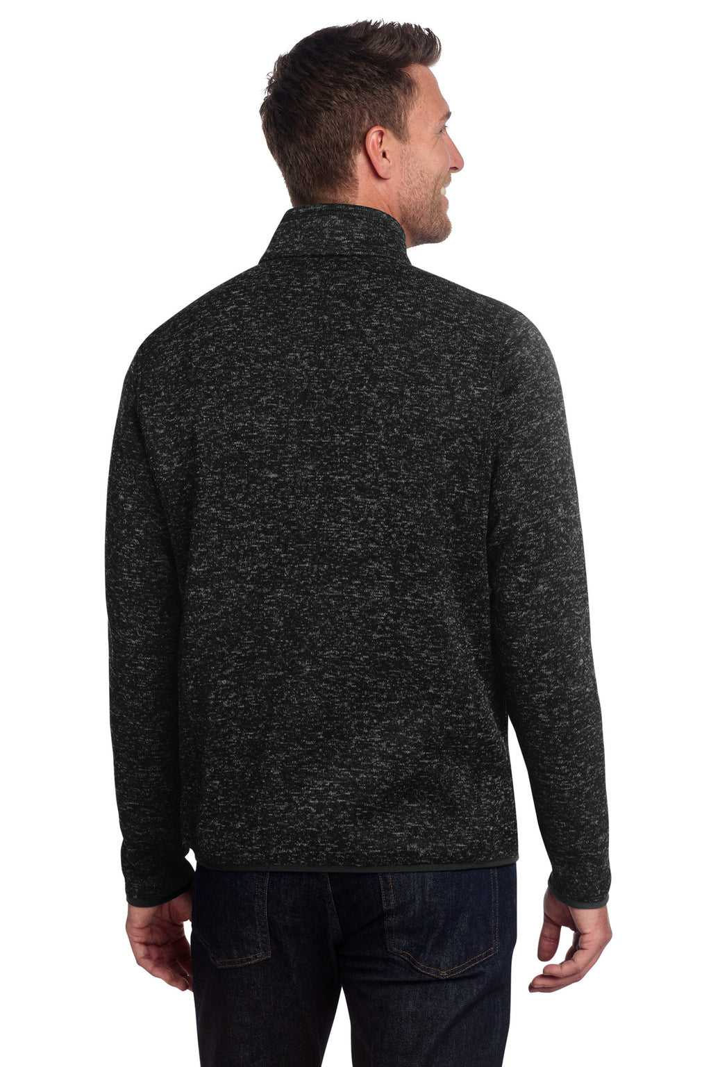 Port Authority Sweater Fleece Jacket. F232 - Black Heather - back