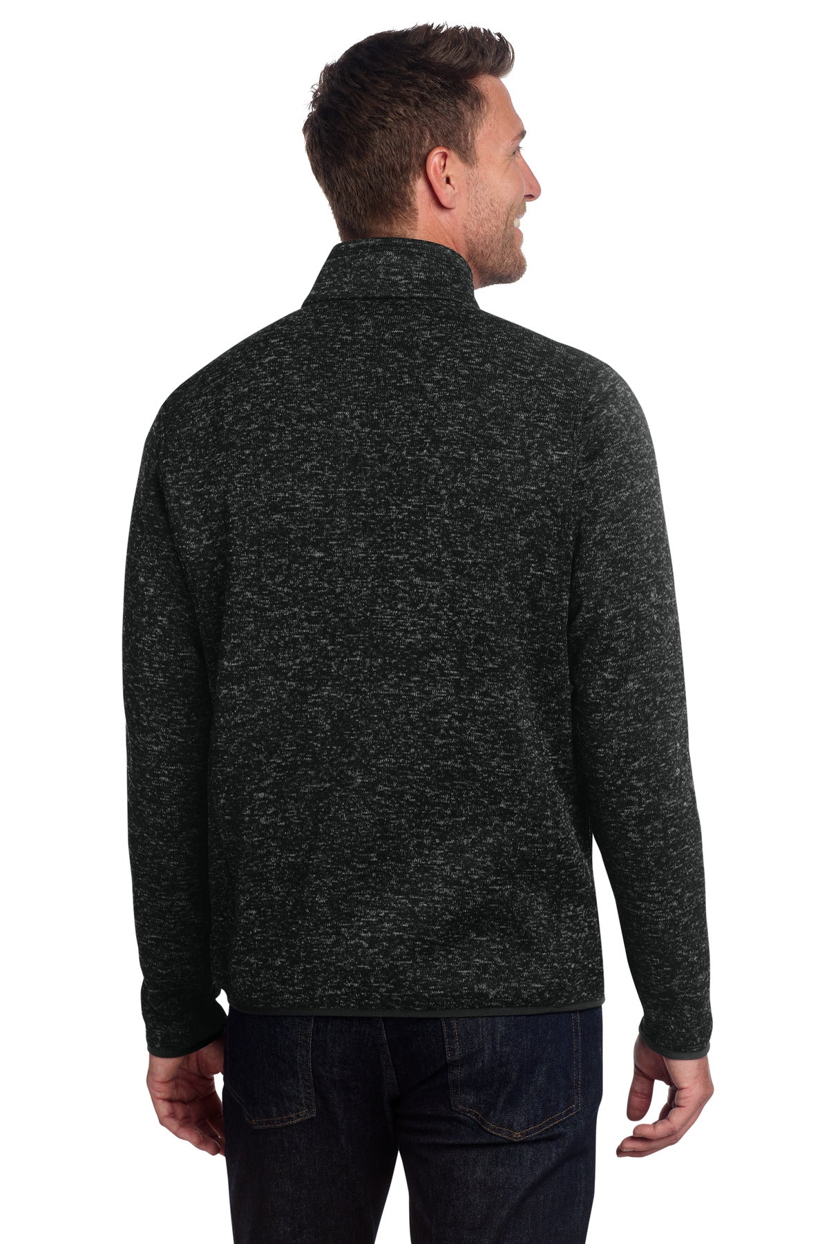 Port Authority Sweater Fleece Jacket. F232 - Black Heather - back