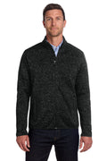 Port Authority Sweater Fleece Jacket. F232 - Black Heather - front