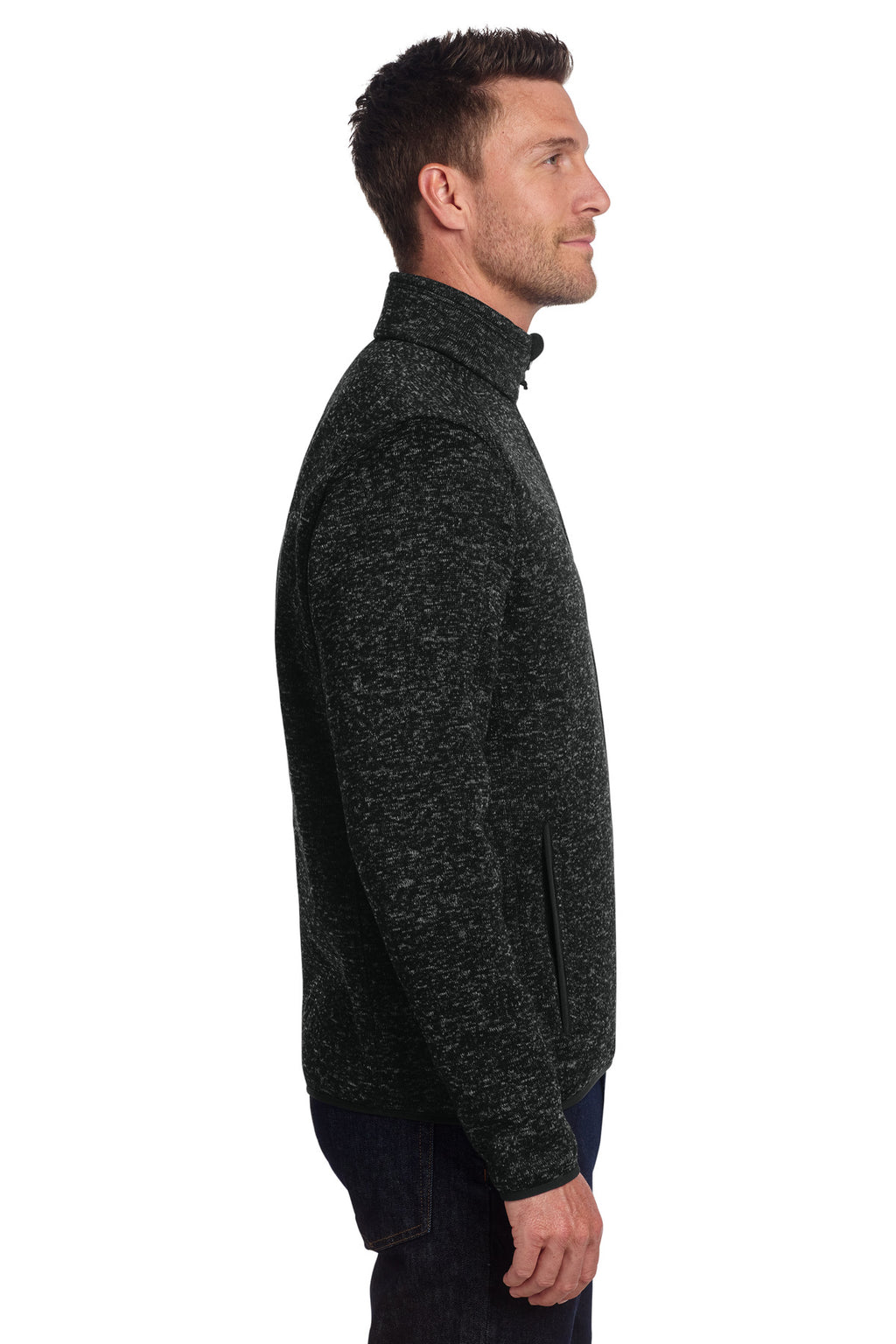 Port Authority Sweater Fleece Jacket. F232 - Black Heather - side