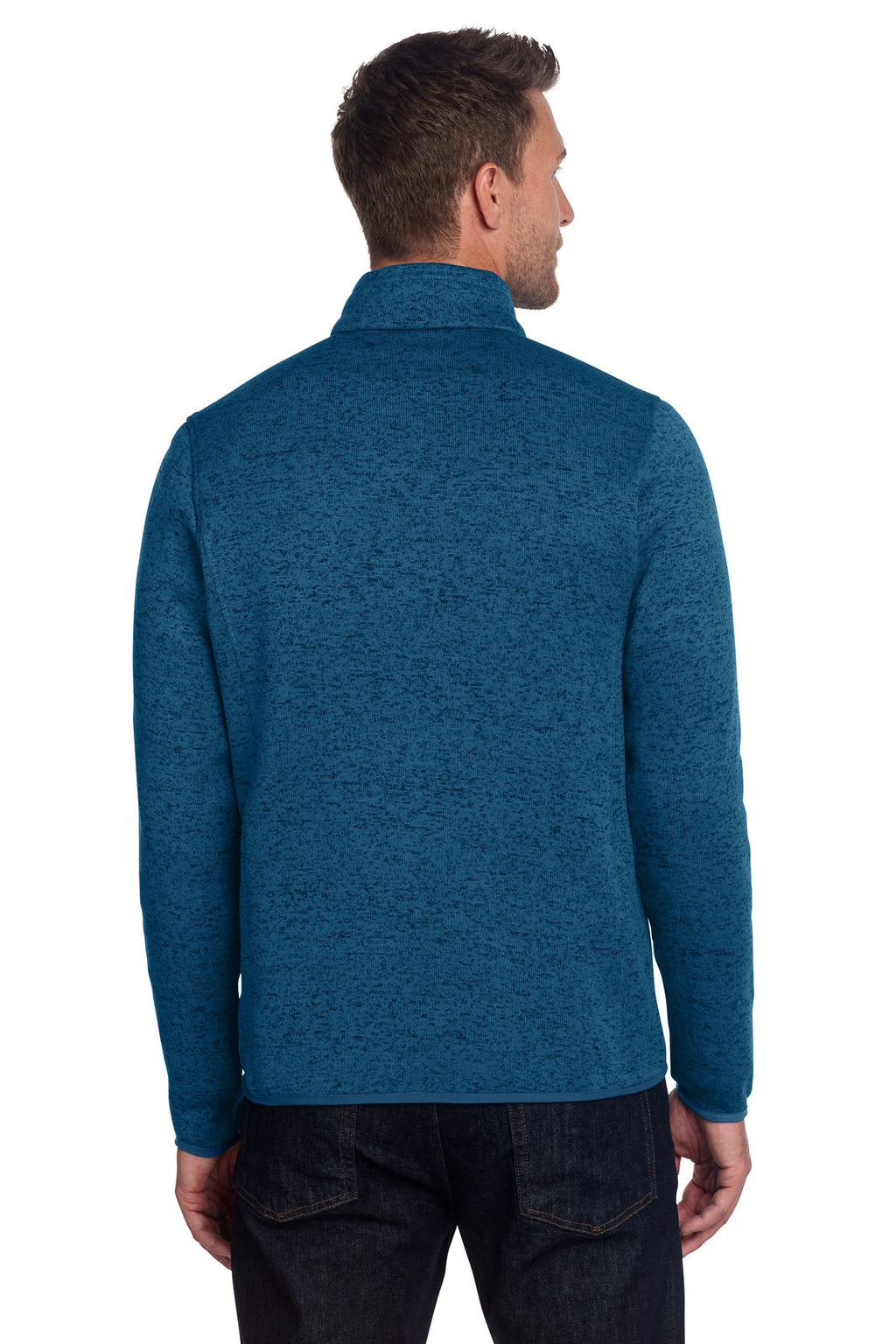 Port Authority Sweater Fleece Jacket. F232 - Medium Blue Heather - back