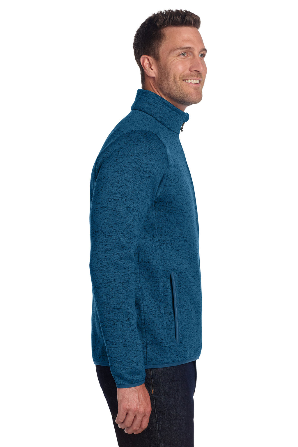 Port Authority Sweater Fleece Jacket. F232 - Medium Blue Heather - side