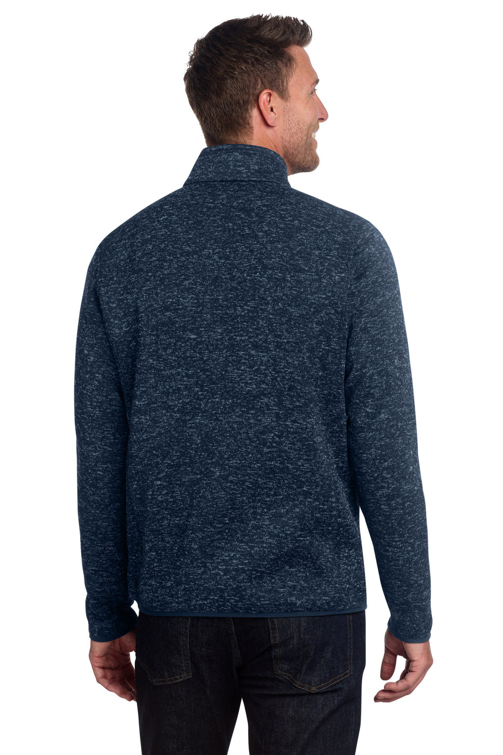 Port Authority Sweater Fleece Jacket. F232 - River Blue Navy Heather - back