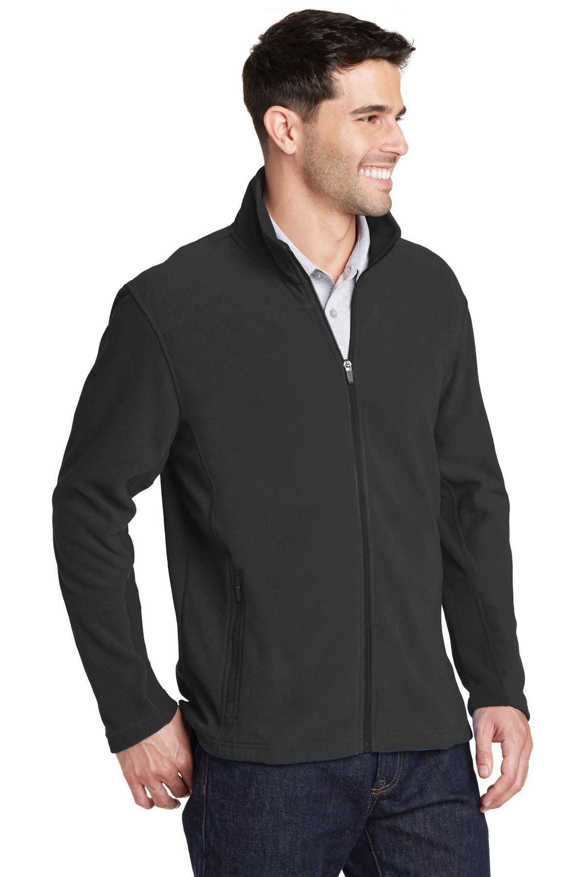Port Authority Summit Fleece Full-Zip Jacket. F233 - Black/ Black - three_q