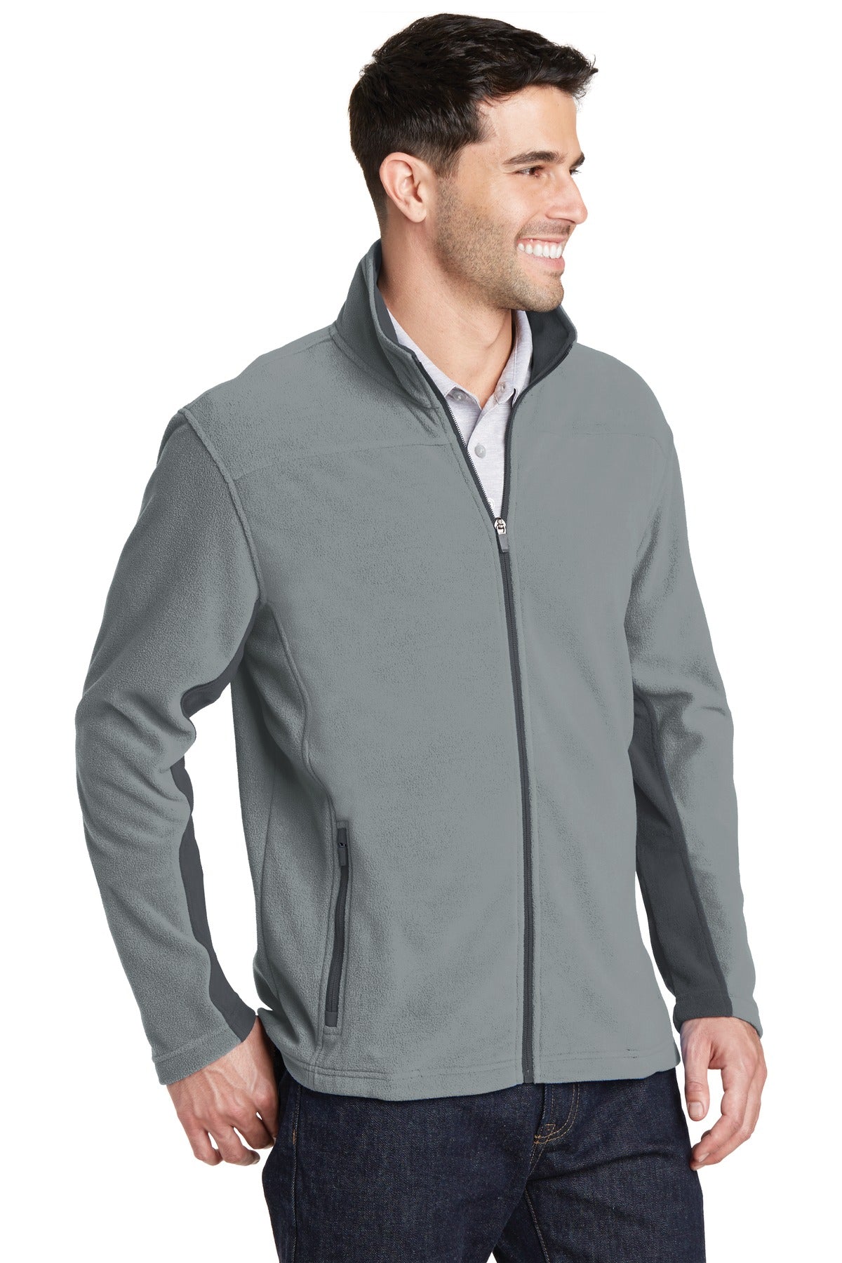 Port Authority Summit Fleece Full-Zip Jacket. F233 - Frost Grey/ Magnet - three_q