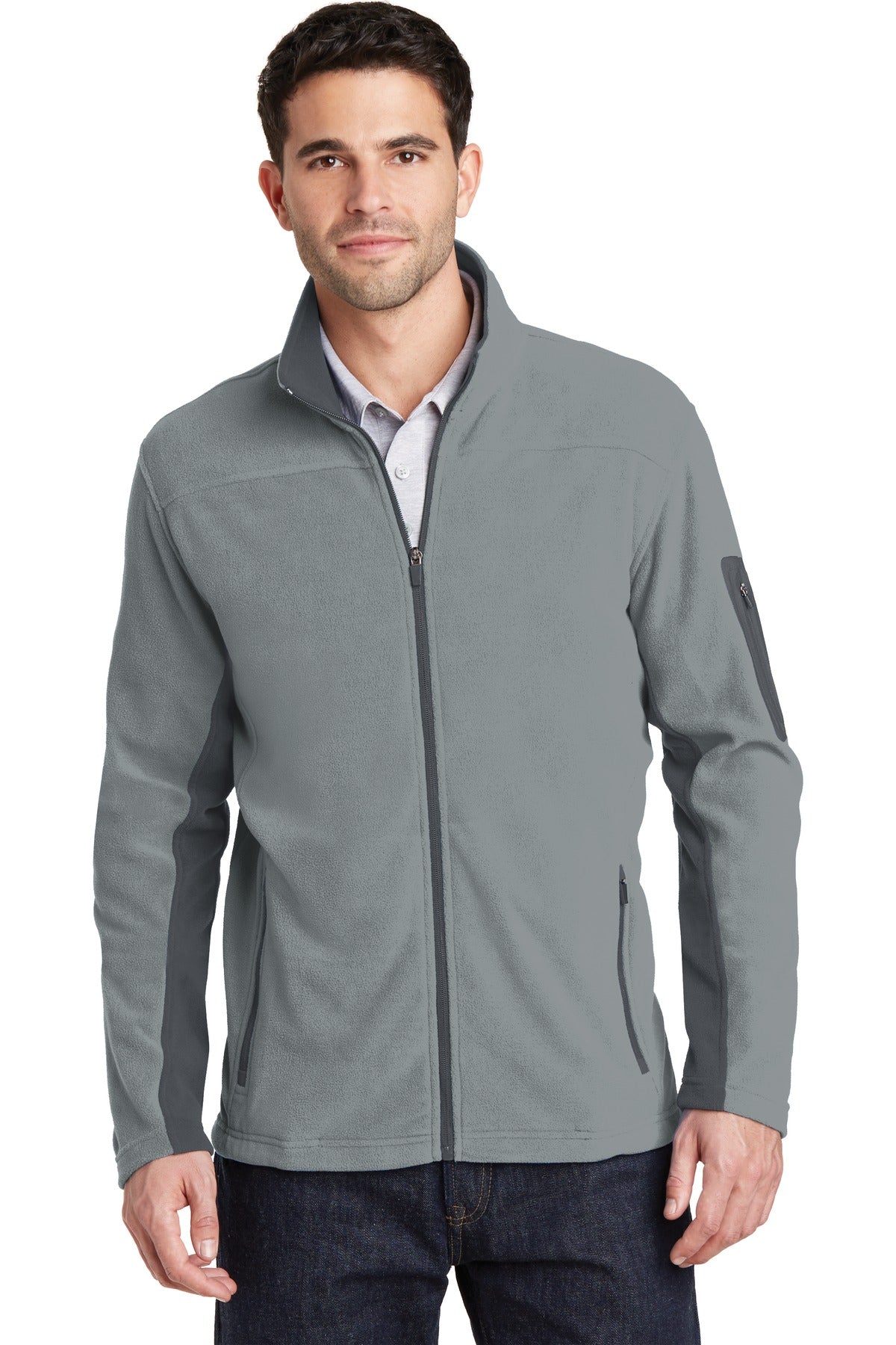 Port Authority Summit Fleece Full-Zip Jacket. F233 - Frost Grey/ Magnet - front
