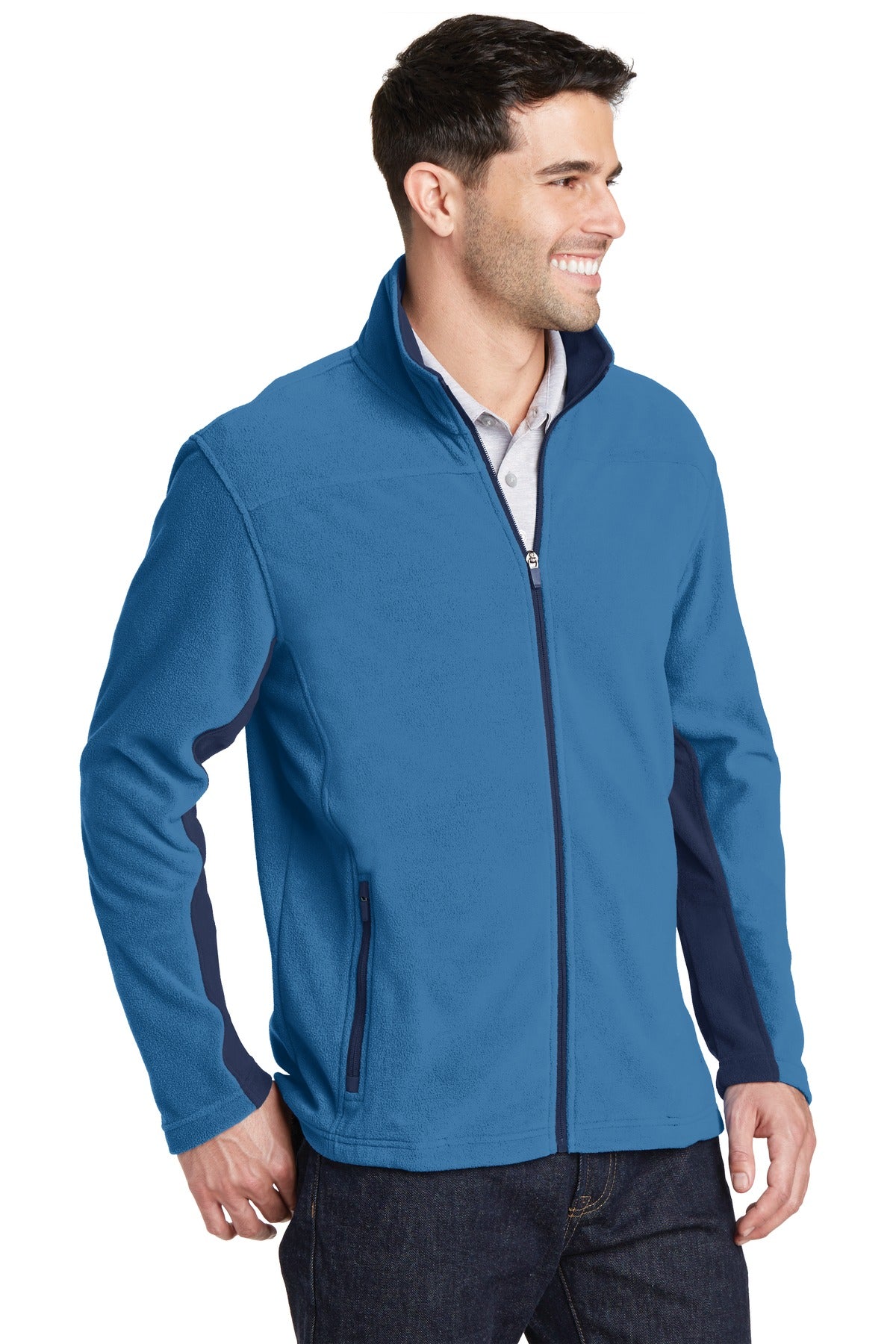 Port Authority Summit Fleece Full-Zip Jacket. F233 - Regal Blue/ Dress Blue Navy - three_q