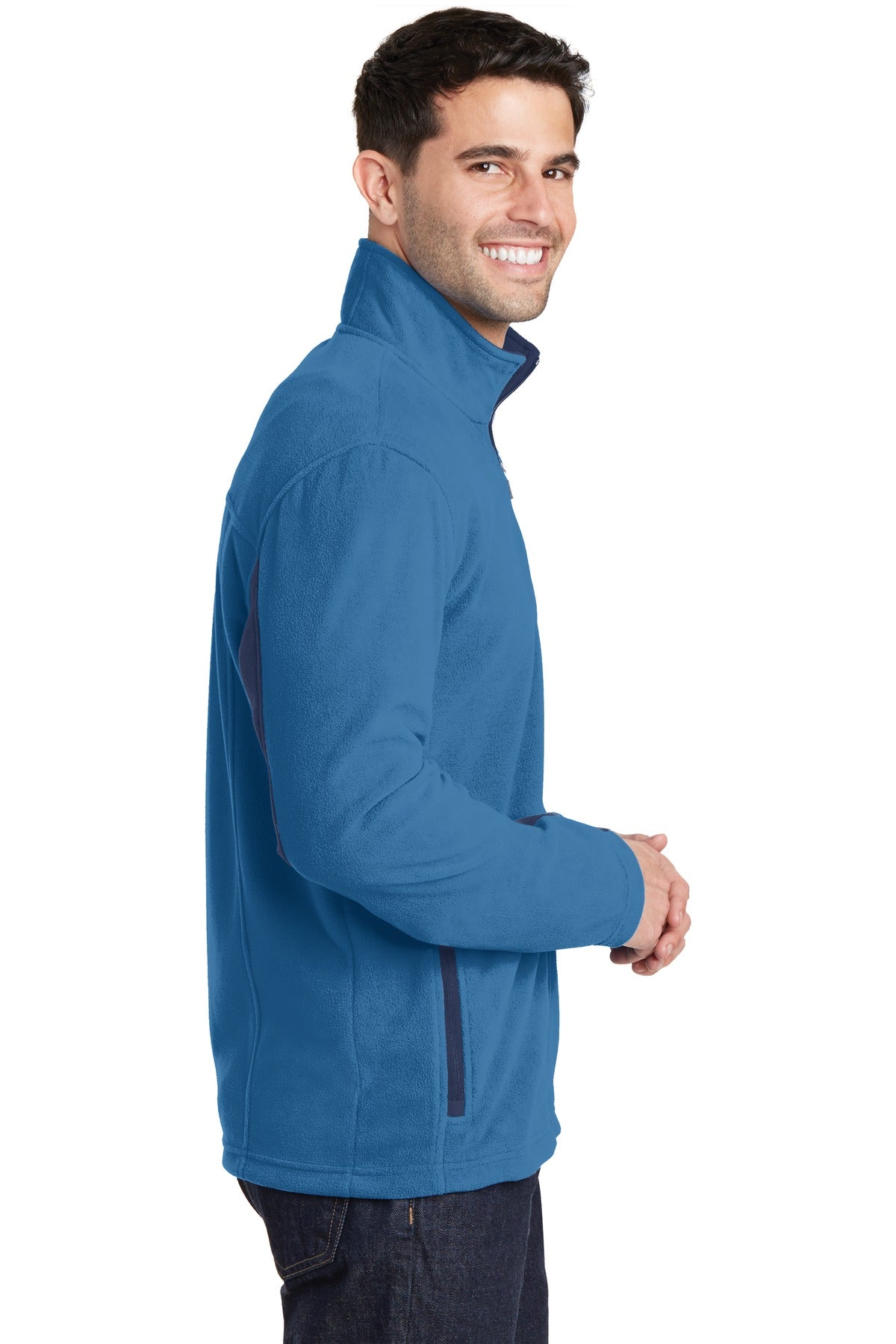 Port Authority Summit Fleece Full-Zip Jacket. F233 - Regal Blue/ Dress Blue Navy - side