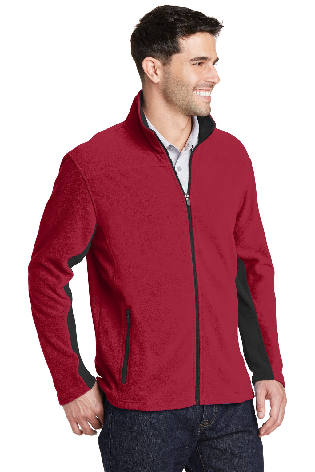 Port Authority Summit Fleece Full-Zip Jacket. F233 - Rich Red/ Black - three_q