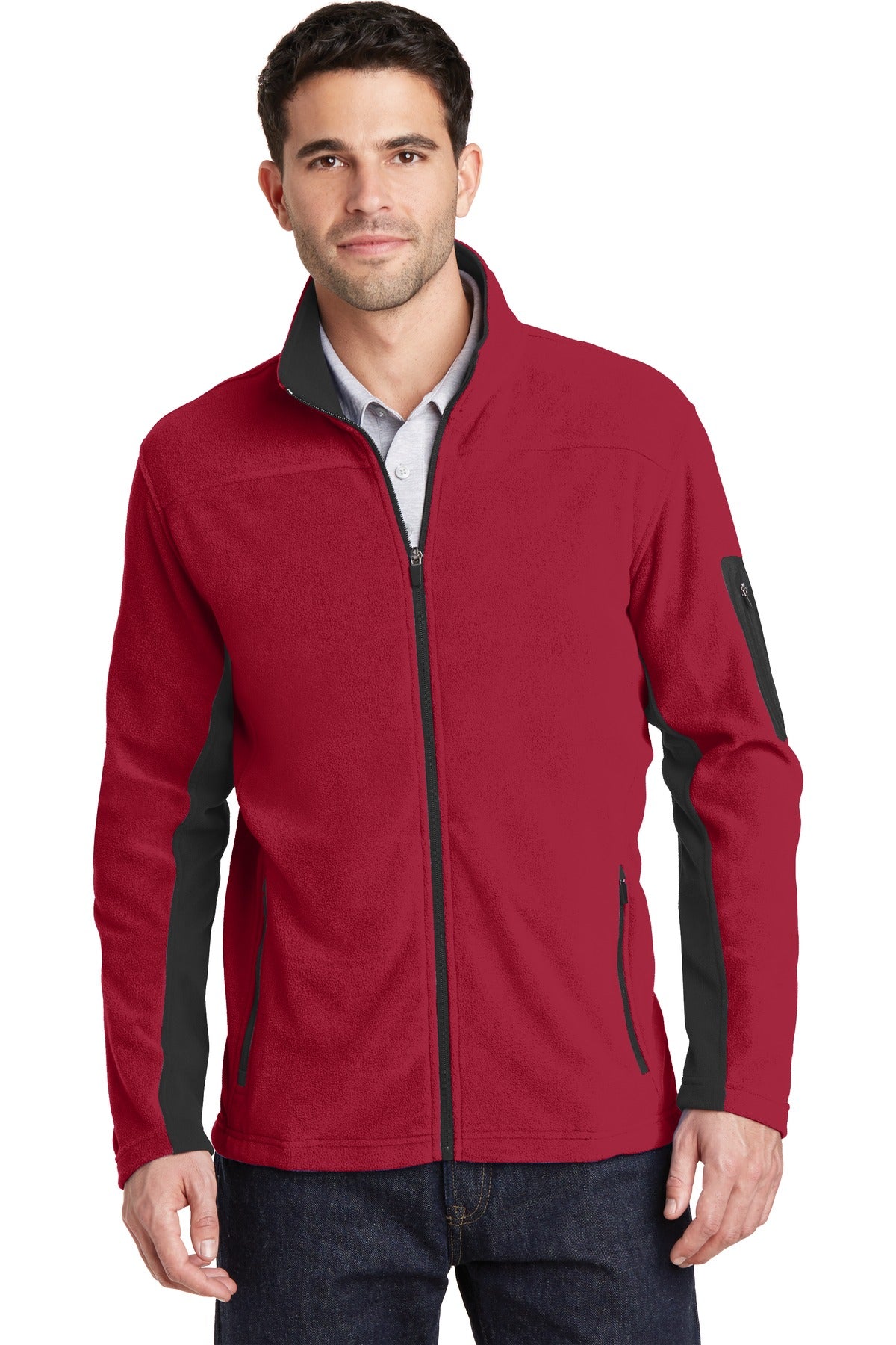 Port Authority Summit Fleece Full-Zip Jacket. F233 - Rich Red/ Black - front