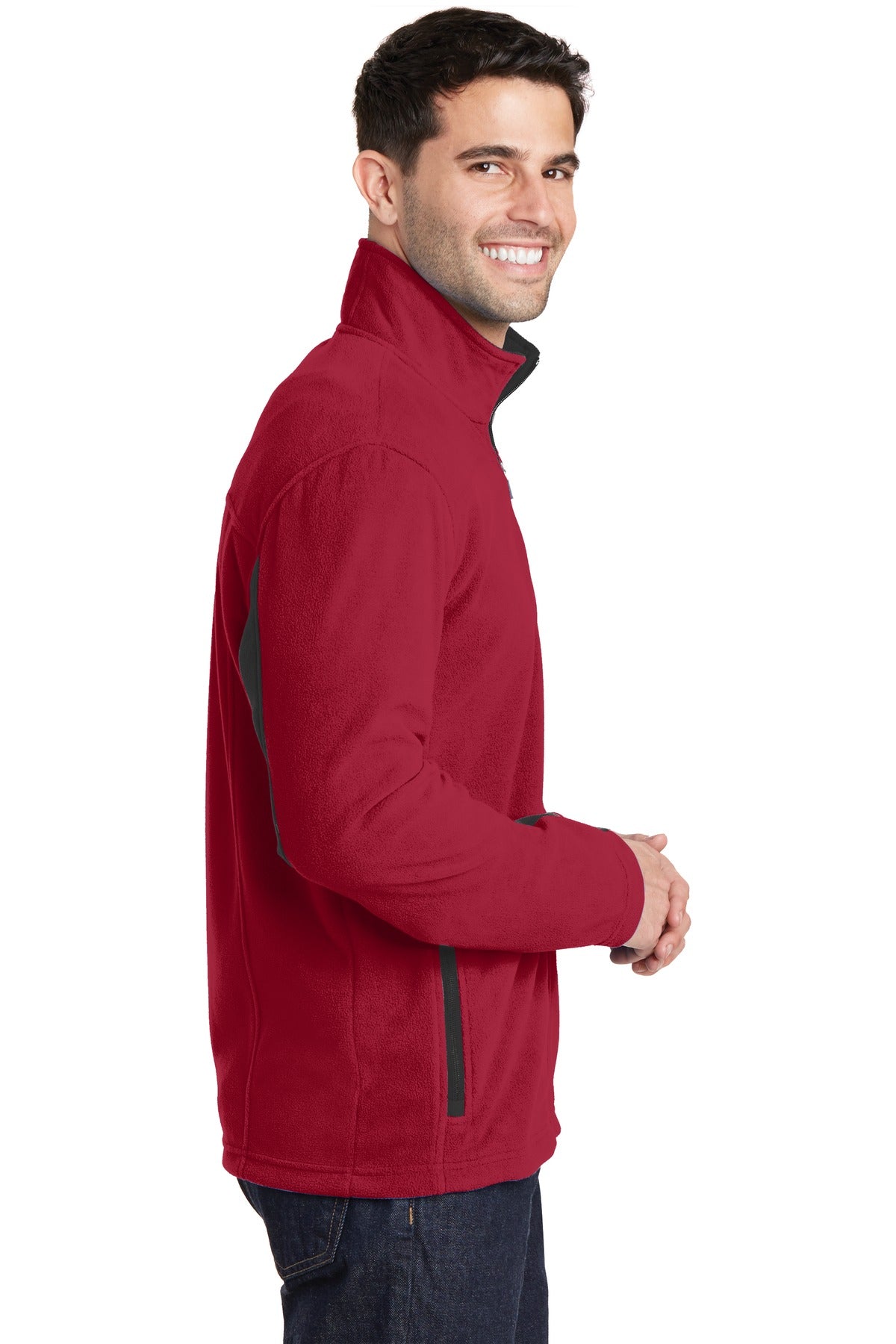 Port Authority Summit Fleece Full-Zip Jacket. F233 - Rich Red/ Black - side