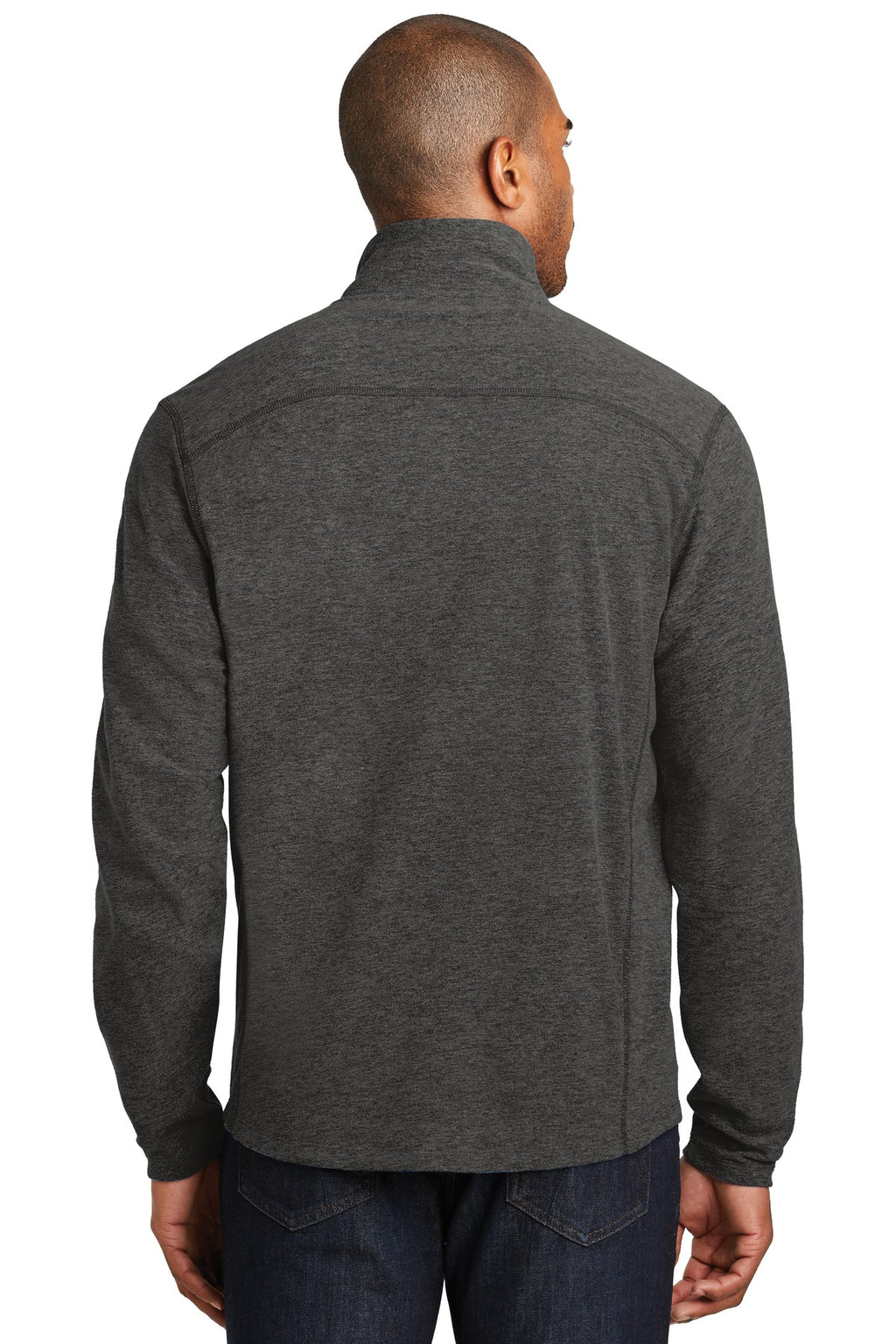 Port Authority Heather Microfleece Full-Zip Jacket. F235 - Black Charcoal Heather - back