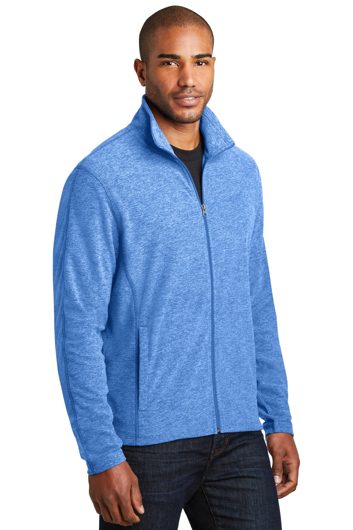 Port Authority Heather Microfleece Full-Zip Jacket. F235 - Light Royal Heather - three_q