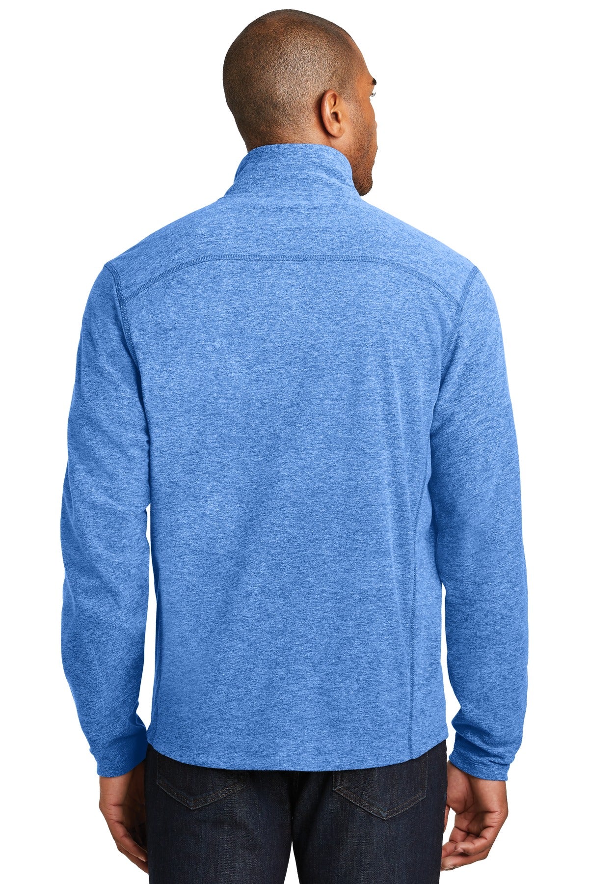 Port Authority Heather Microfleece Full-Zip Jacket. F235 - Light Royal Heather - back