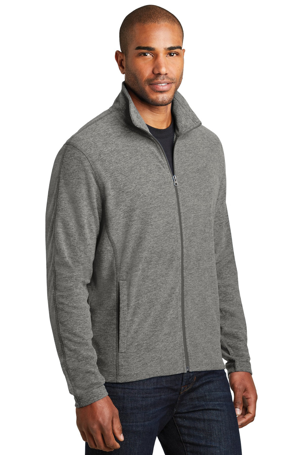 Port Authority Heather Microfleece Full-Zip Jacket. F235 - Pearl Grey Heather - three_q