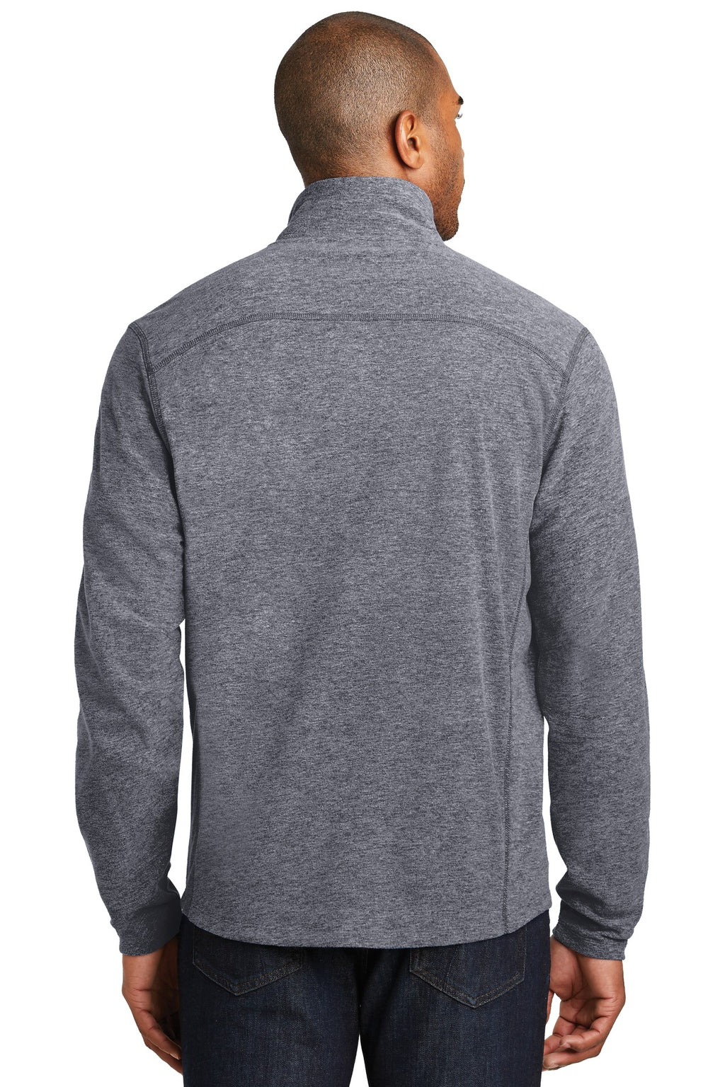 Port Authority Heather Microfleece Full-Zip Jacket. F235 - True Navy Heather - back