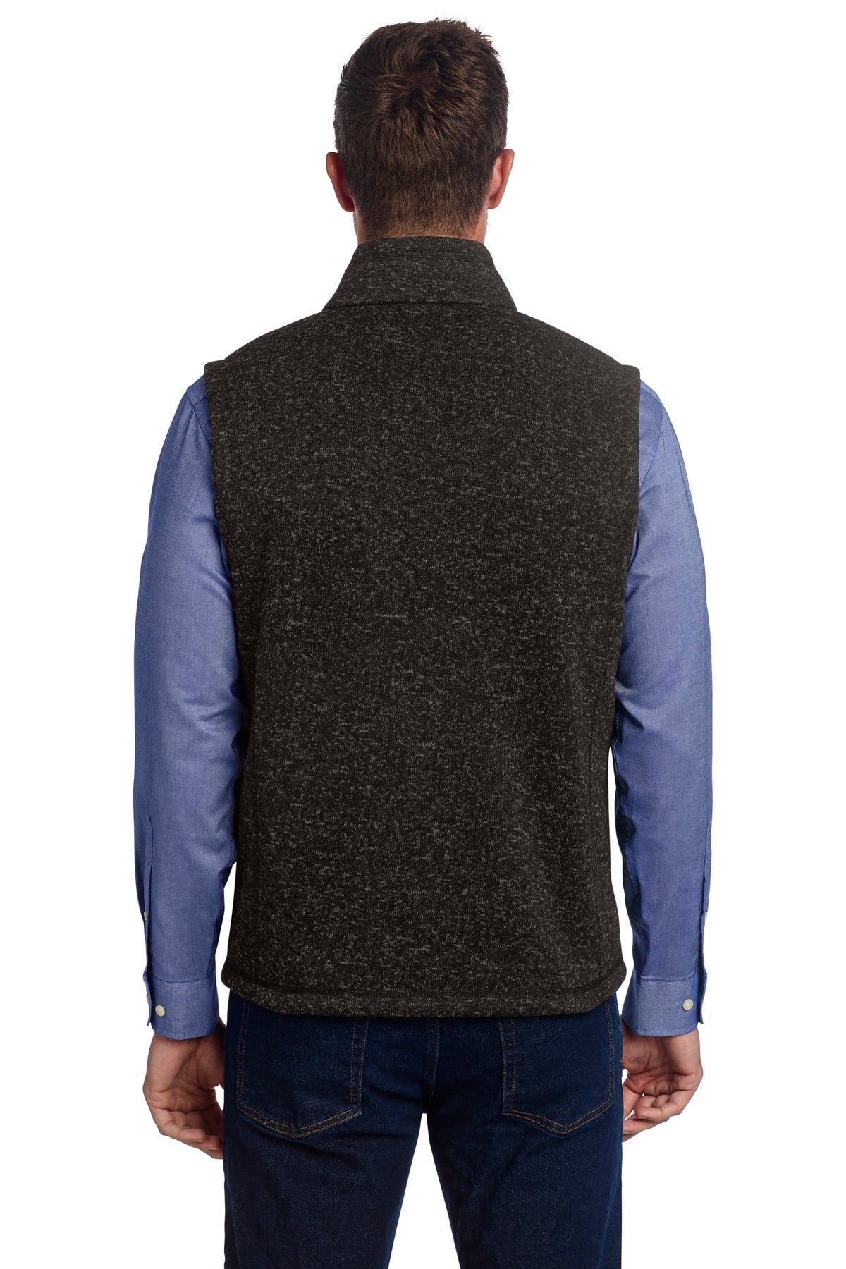 Port Authority Sweater Fleece Vest F236 - Black Heather - back