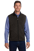 Port Authority Sweater Fleece Vest F236 - Black Heather - front