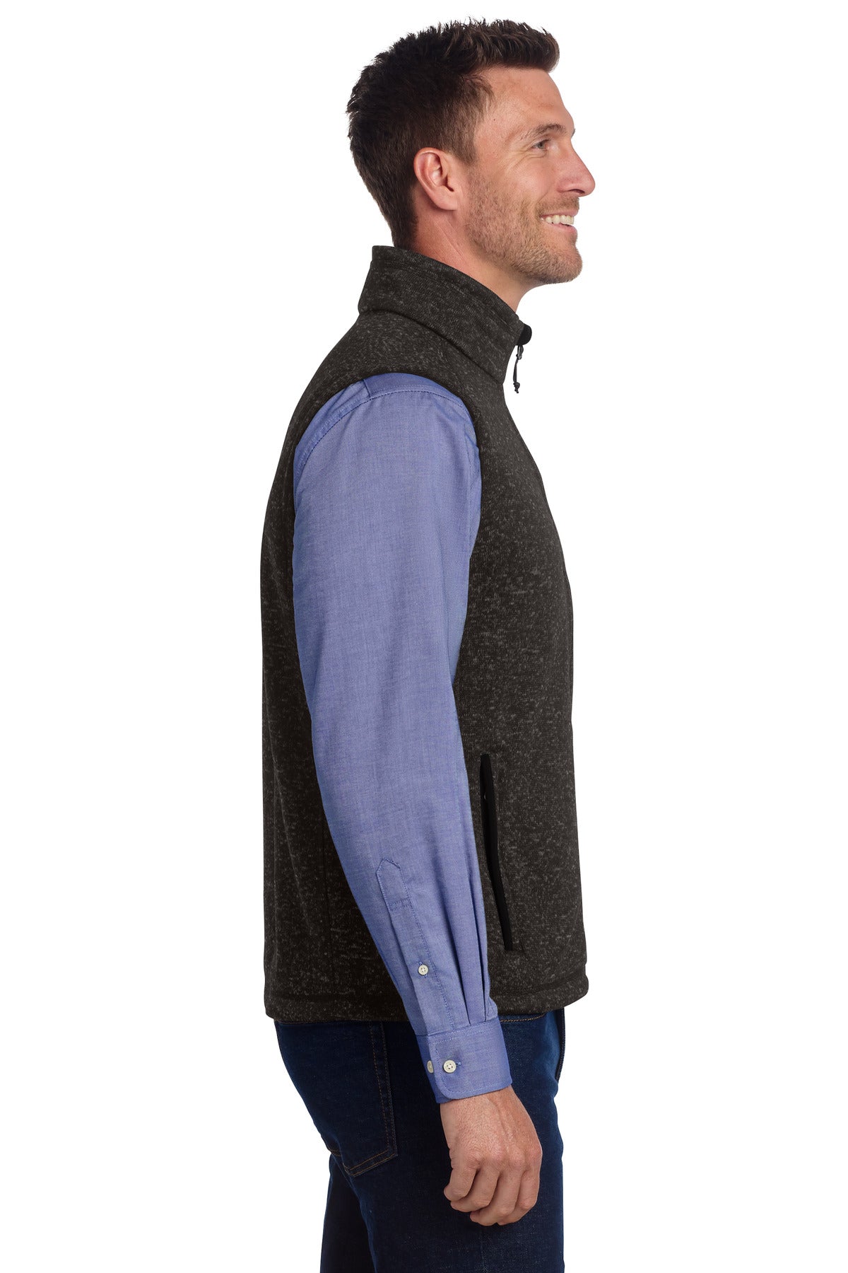 Port Authority Sweater Fleece Vest F236 - Black Heather - side