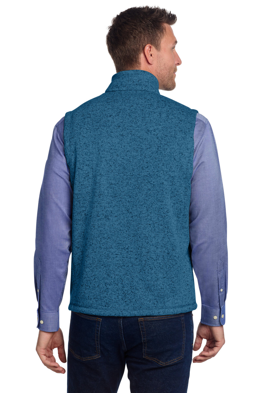 Port Authority Sweater Fleece Vest F236 - Medium Blue Heather - back