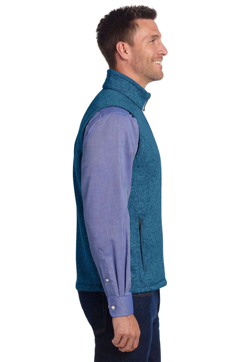 Port Authority Sweater Fleece Vest F236 - Medium Blue Heather - side